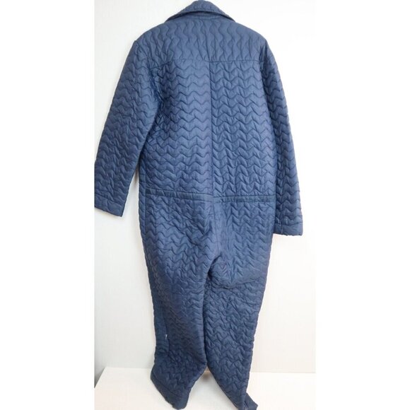 VINTAGE 70'S BLUE QUILTED INSULATED COVERALL SNOWSUIT - Picture 7 of 11